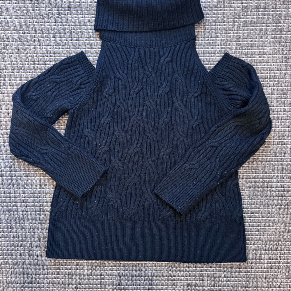 Evereve Black Cold Shoulder Turtleneck Sweater